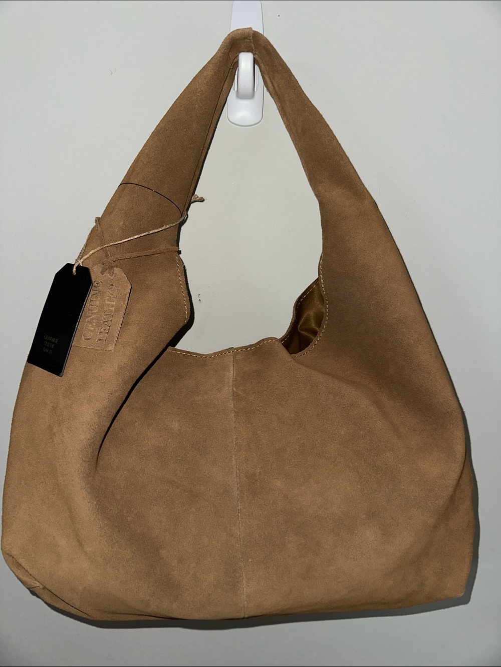 New Genuine Leather Suede Slouchy Boho style Bag / Purse in Tan or Eggplant